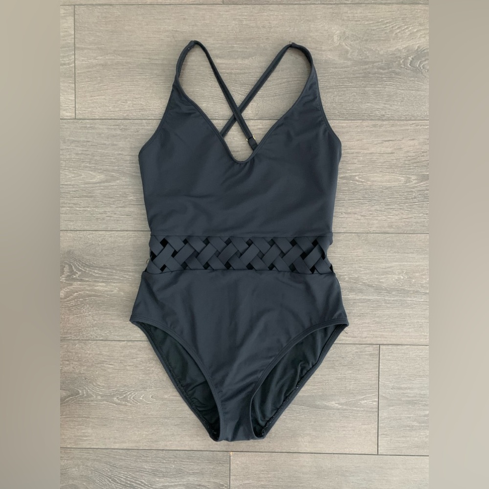 BLEU Rod Beattie Size 6 onesie Bikini bathing suit swim swimwear S black